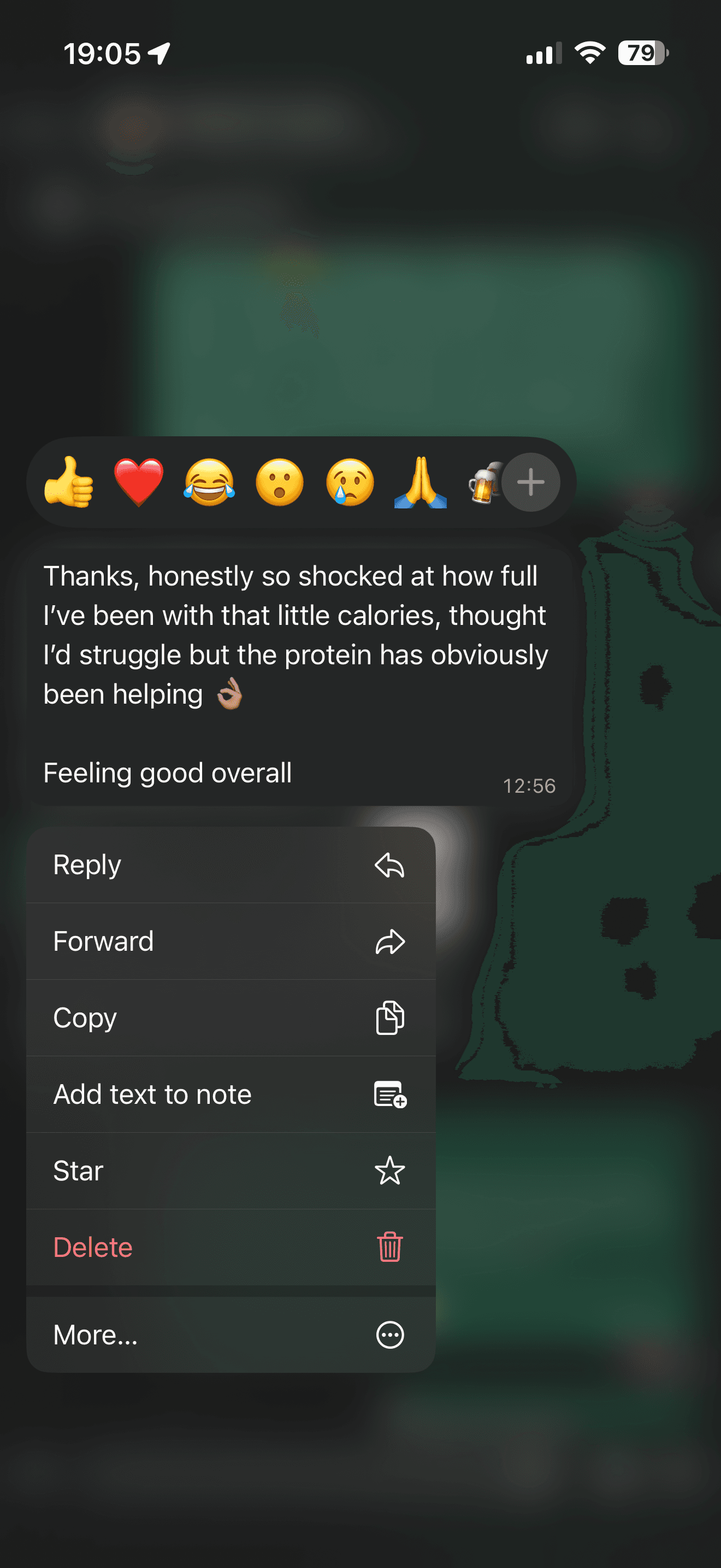 Client feedback about feeling full and good while following the nutrition plan