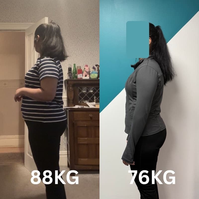 Client transformation — 88kg to 76kg weight loss